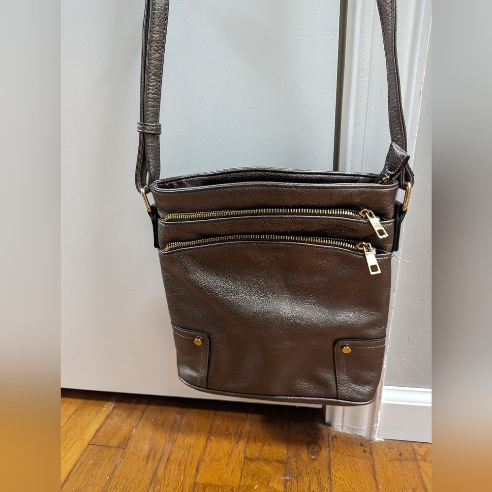 Gray Triple Zip Crossbody
